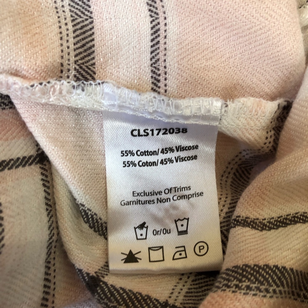 Women’s Maison Coupé Pink Plaid Button down Open back Flannel Shirt size L - Picture 9 of 9